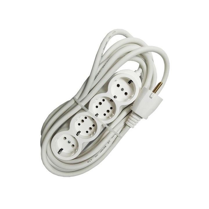 Prelungitor cauciucat bachelita 4cai 2m 3x1.5mm2 alb
