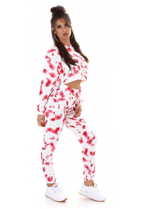 Compleu dama cu hanorac crop, Rosu