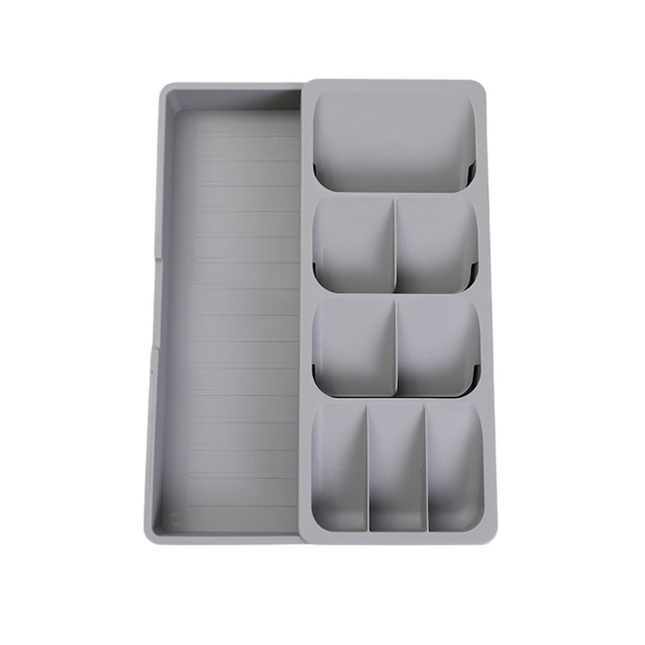 Органайзер за прибори, Ronyes®, пластмаса, 40,5 x 16,5 x 5,5 cm, сив