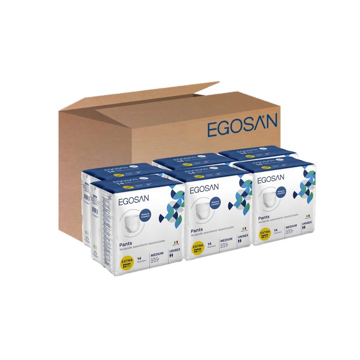 Szett 6x Felnőtt nadrág típusú bugyipelenka Egosan Medium Extra 7csepp 84db