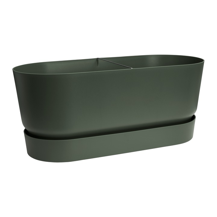Jardiniera cu roti pentru terasa greenville 80 cm, culoare verde
