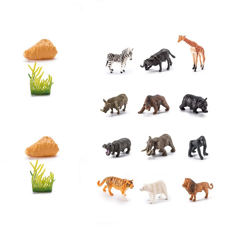 Set animale salbatice, PVC, 16 Piese, Multicolor