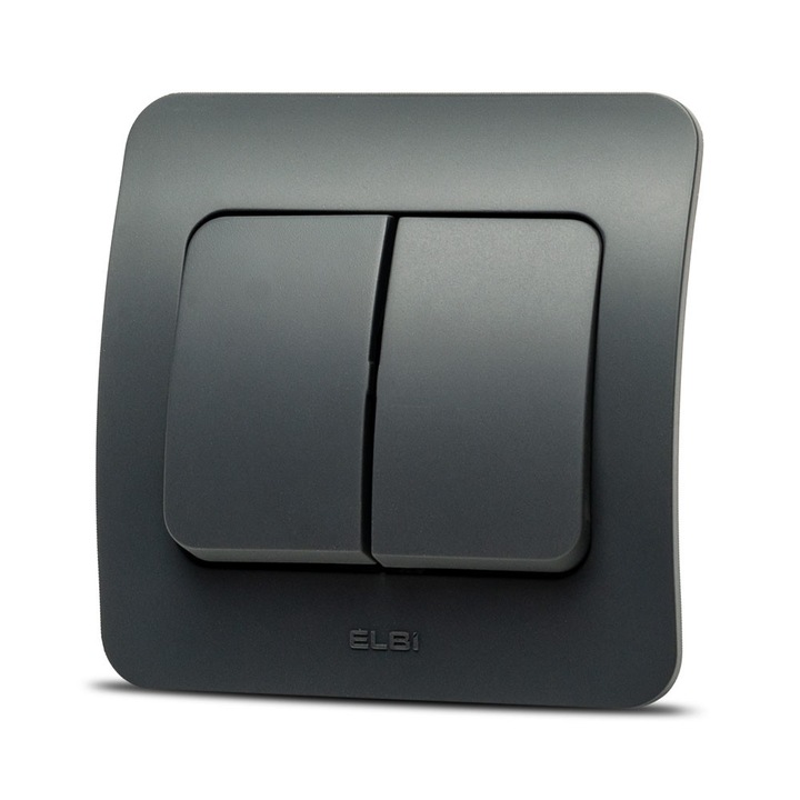 Intrerupator dublu, incastrat, 10A, gama Jazz, antracit
