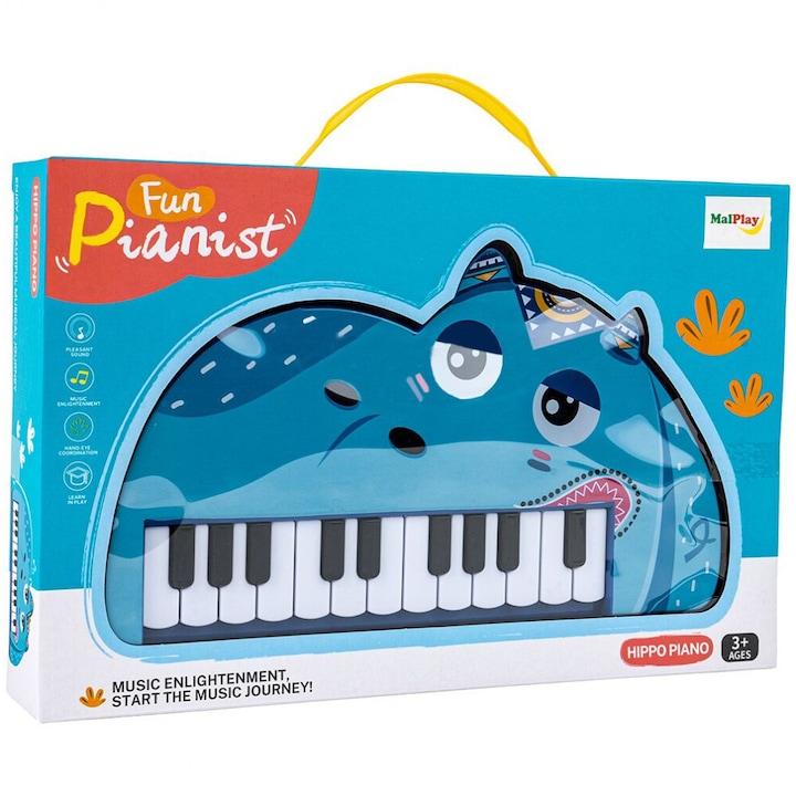 Pianul interactiv cu melodii Hippo Blue