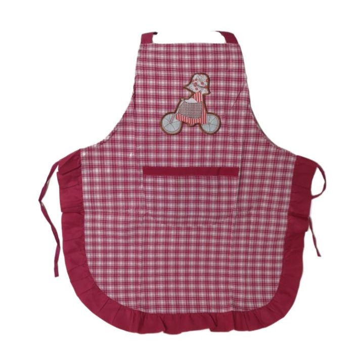 Sort de bucatarie, cu buzunare, din bumbac, 72x63 cm, roz