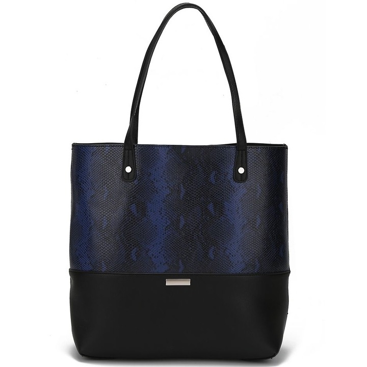 Geanta, JC, Piele ecologica, 35 x 12 x 36 cm, Albastru