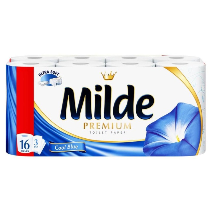 Set 2 x Hartie Igienica Milde Premium Cool Blue, 3 Straturi, 16 Role