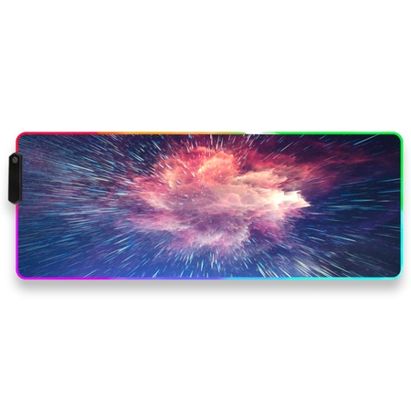 MousePad profesional Gaming RGB mare, Lumini LED, Suprafata moale, Baza Anti-Alunecare Cauciucata, Multiple moduri de iluminare, Luminozitate Ajustabila, 600x350x4mm, Stelar