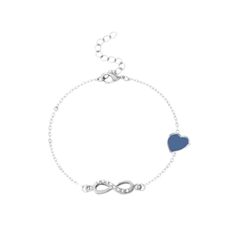 Дамска гривна, Сребро/Кристали, Безкрайност, Сребро/Синьо