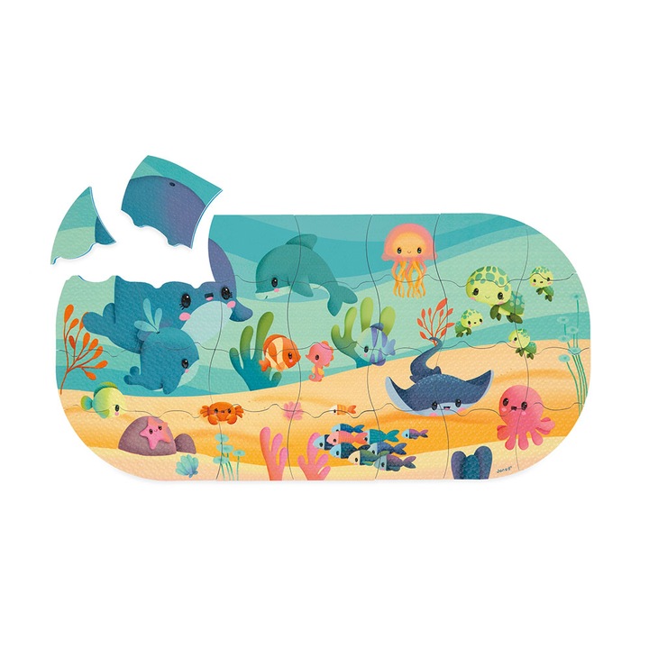 Fürdőszoba puzzle, Janod, tengeri állatok, 28 db