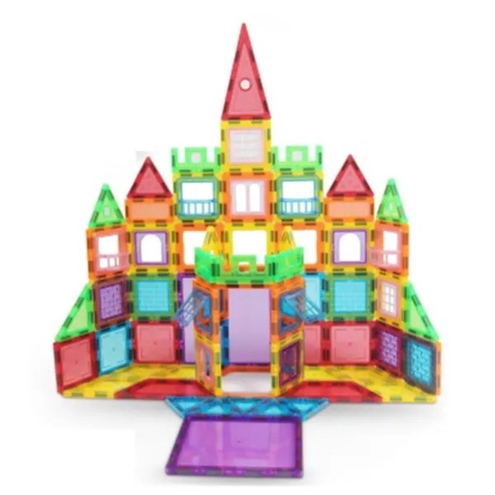 3D магнитен конструктор PROCART, С LED светлини, Различни форми и цветове, 130 бр