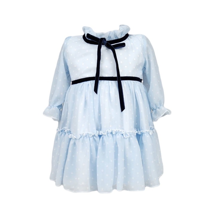 Rochie botez fetite casual-elganta, model Nasty, culoare bleu, varsta 12 luni