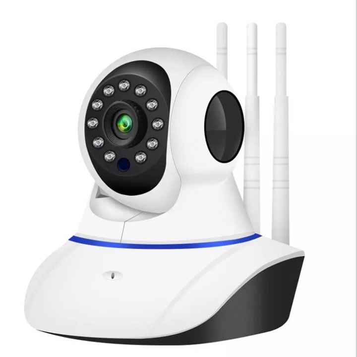 Camera de supraveghere Smart, cu Pan/Tilt 360 grade, Full HD 1080P, Utilizare Baby Monitor Wireless Audio Video, Night Vision, Detectarea miscarilor, Two-Way Audio, Alarma sonora si luminoasa, WI-FI