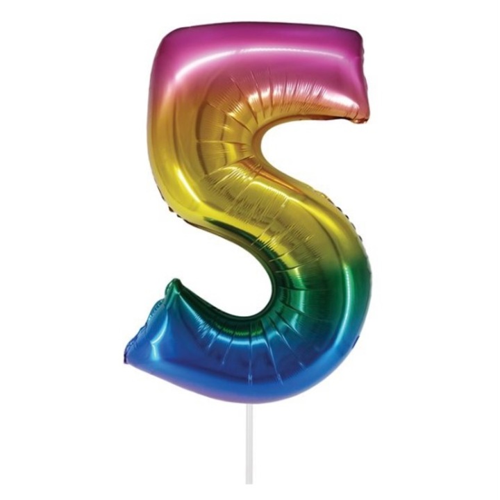 Балон за рожден ден, номер 5, многоцветен, 81 см