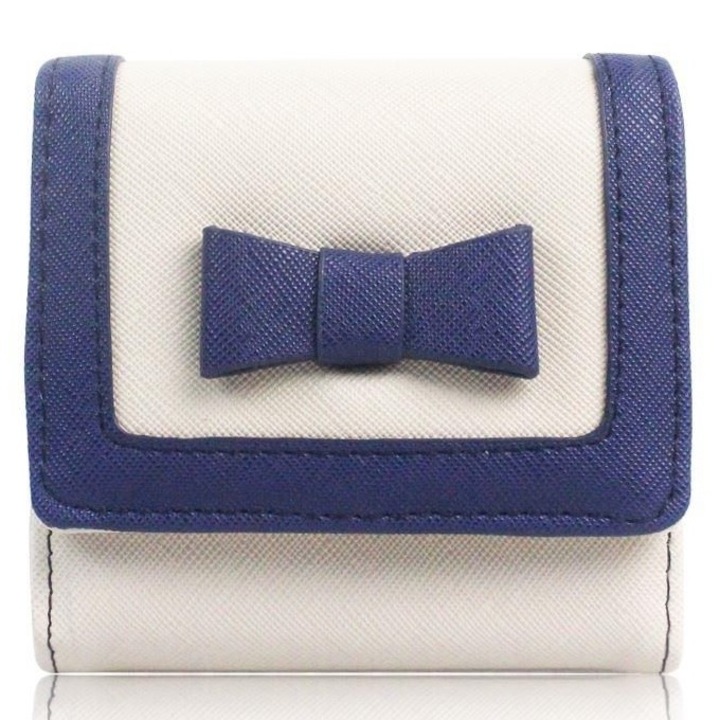 Portofel, JC, Piele artificiala/poliester, Bej/albastru