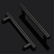 Set 10 manere inox negre 187 mm lungime, distanta gauri 128 mm cu suruburi de fixare