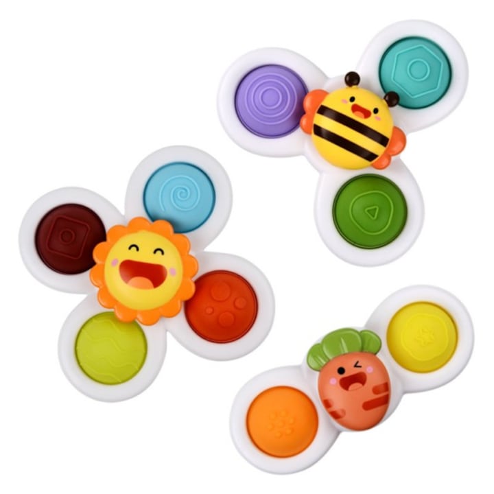 Комплект от 3 интерактивни бебешки играчки, WEPZSXO, ABS/Силикон, С вендуза, 18 месеца+, Многоцветни
