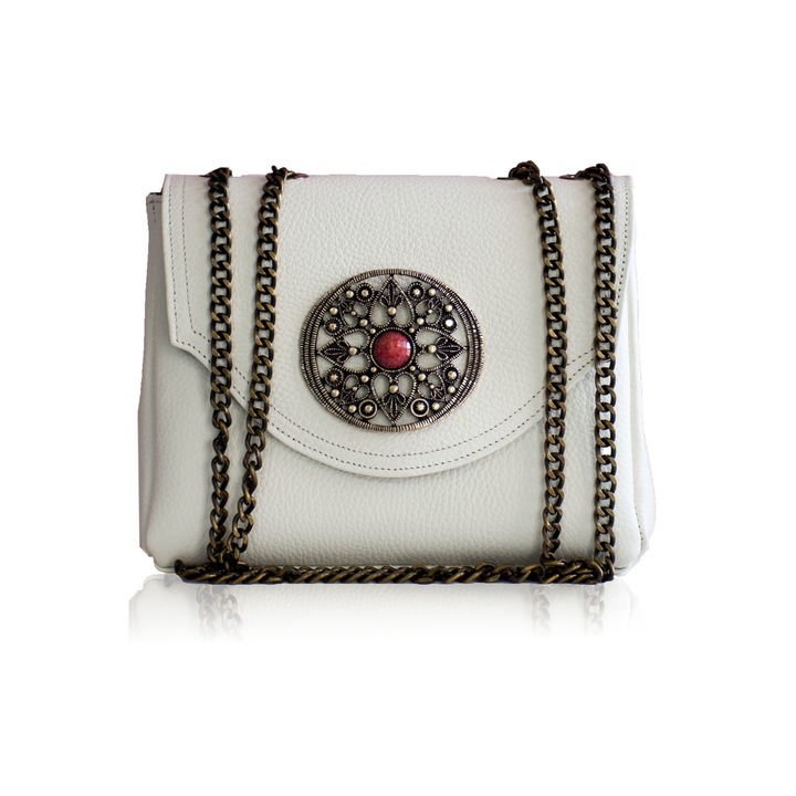 Természetes bőrből készült Cream Amelie táska