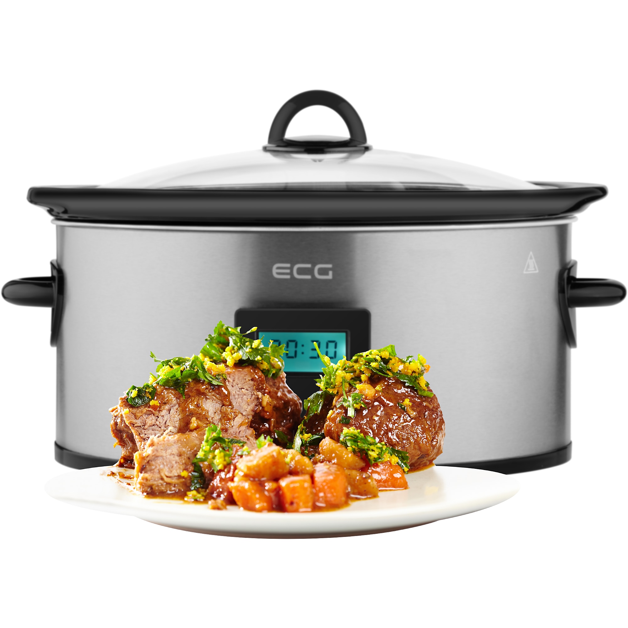 Oala electrica Slow cooker ECG PH 5510 Rider, 5.5 litri, 240 W, vas