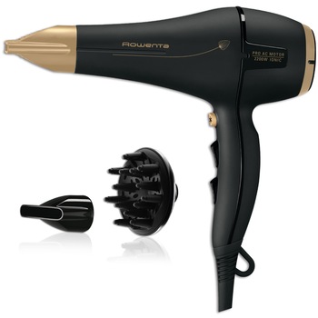 Uscator de par, Rowenta, Signature Pro Magic Nature, 2200 W, 6 setari, Negru