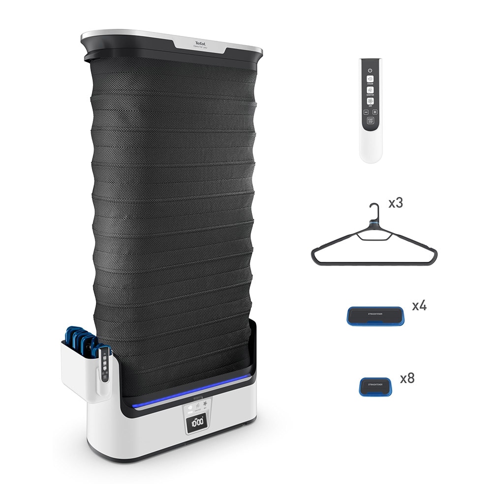 Aparat vertical automat cu aburi, de netezire a cutelor, igienizare si improspatare, Tefal Care For You YT4050E1, 1800W, abur variabil 65 g/min, 2L, detector rezervor gol, sistem anticalcar incorporat, ultra silentios, alb/ gri
