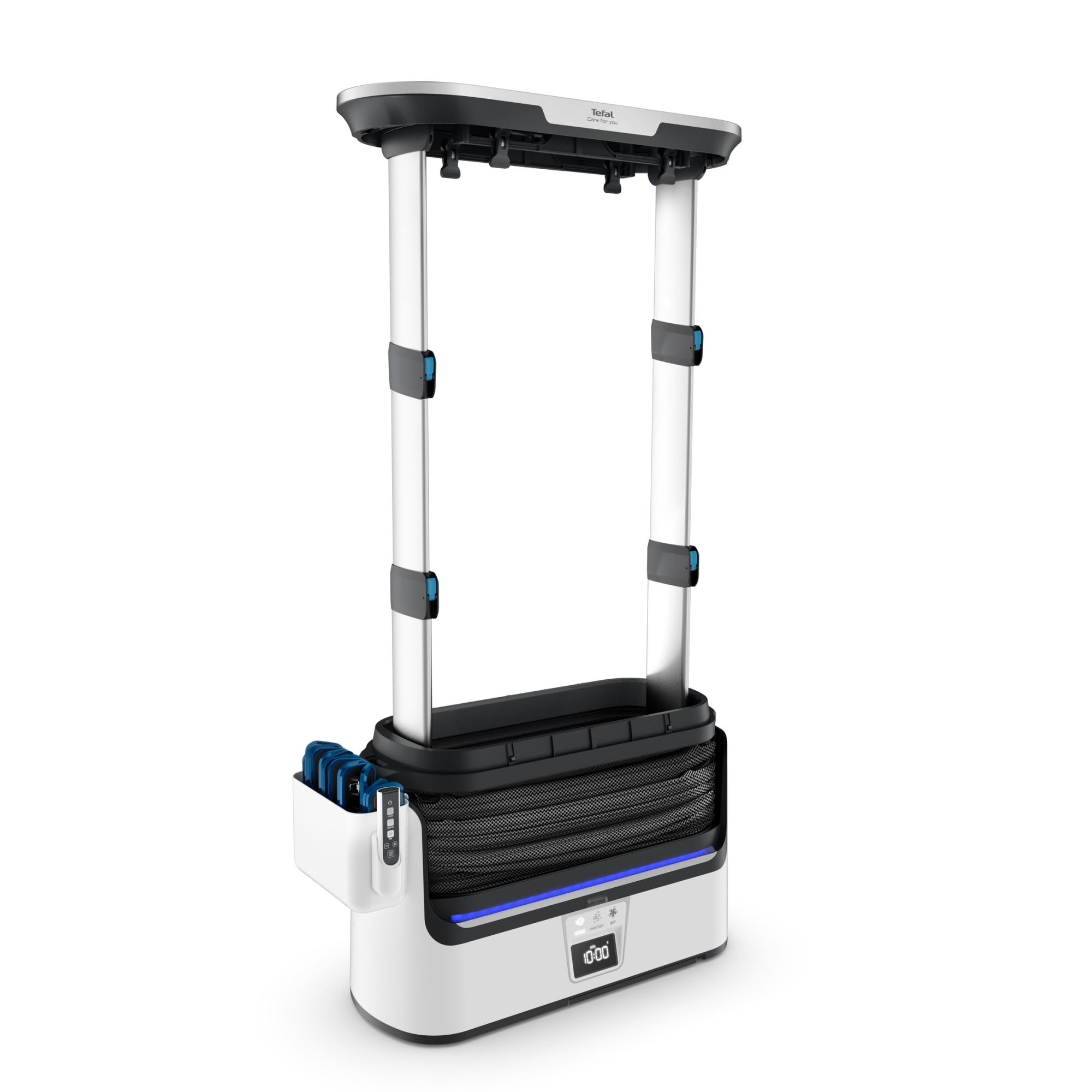 Aparat vertical automat cu aburi, de netezire a cutelor, igienizare si improspatare, Tefal Care For You YT4050E1, 1800W, abur variabil 65 g/min, 2L, detector rezervor gol, sistem anticalcar incorporat, ultra silentios, alb/ gri