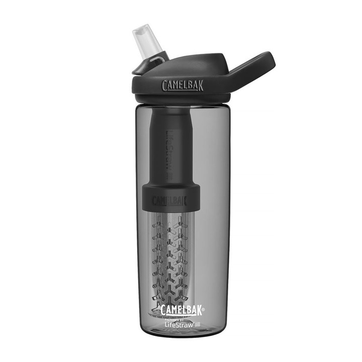 Kulacs, CAMELBAK Eddy+, LifeStraw, 600ml, szén