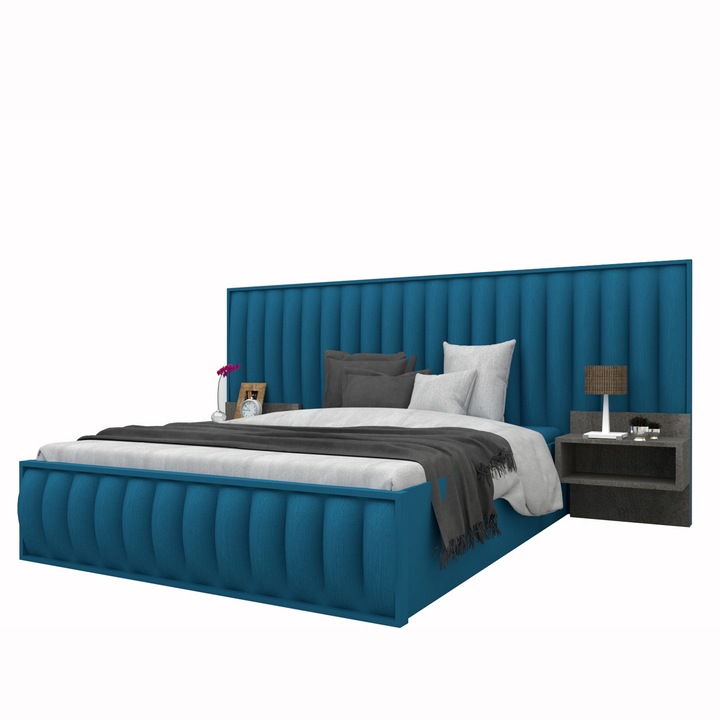 Pat tapitat 160 Divino fara noptiere, Velutto 25, 217 x 171 x 40 cm