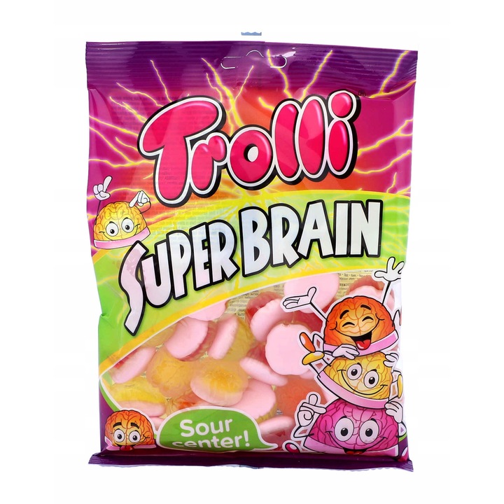 Jeleuri Super Brain, Trolli, Aroma capsuni/portocale/mango, 175 g