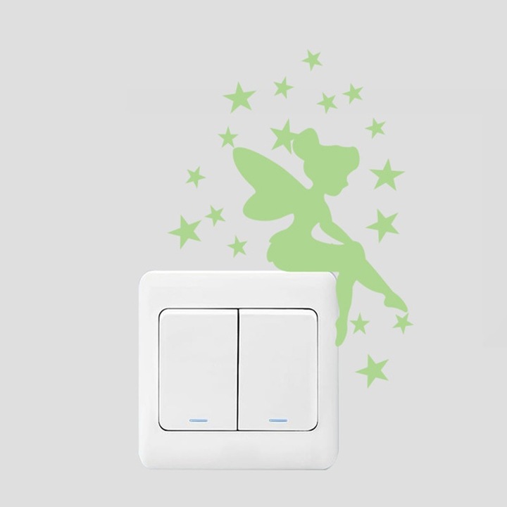Autocolant fosforescent, IZMAEL, Pentru intrerupator, Plastic, Verde