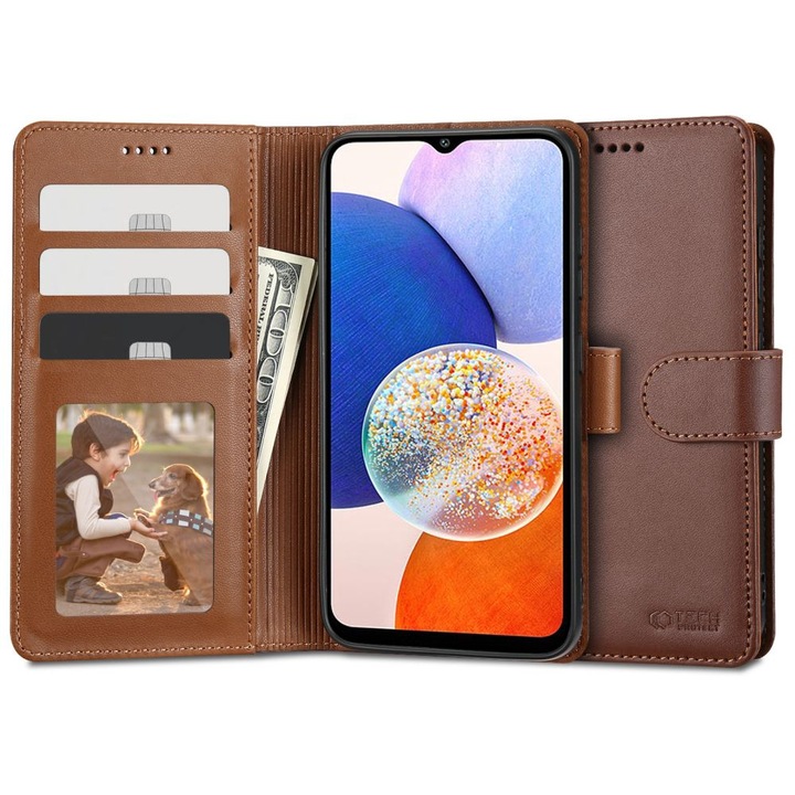 Калъф Tech-Protect Wallet за Samsung Galaxy A14 4G/5G кафяв