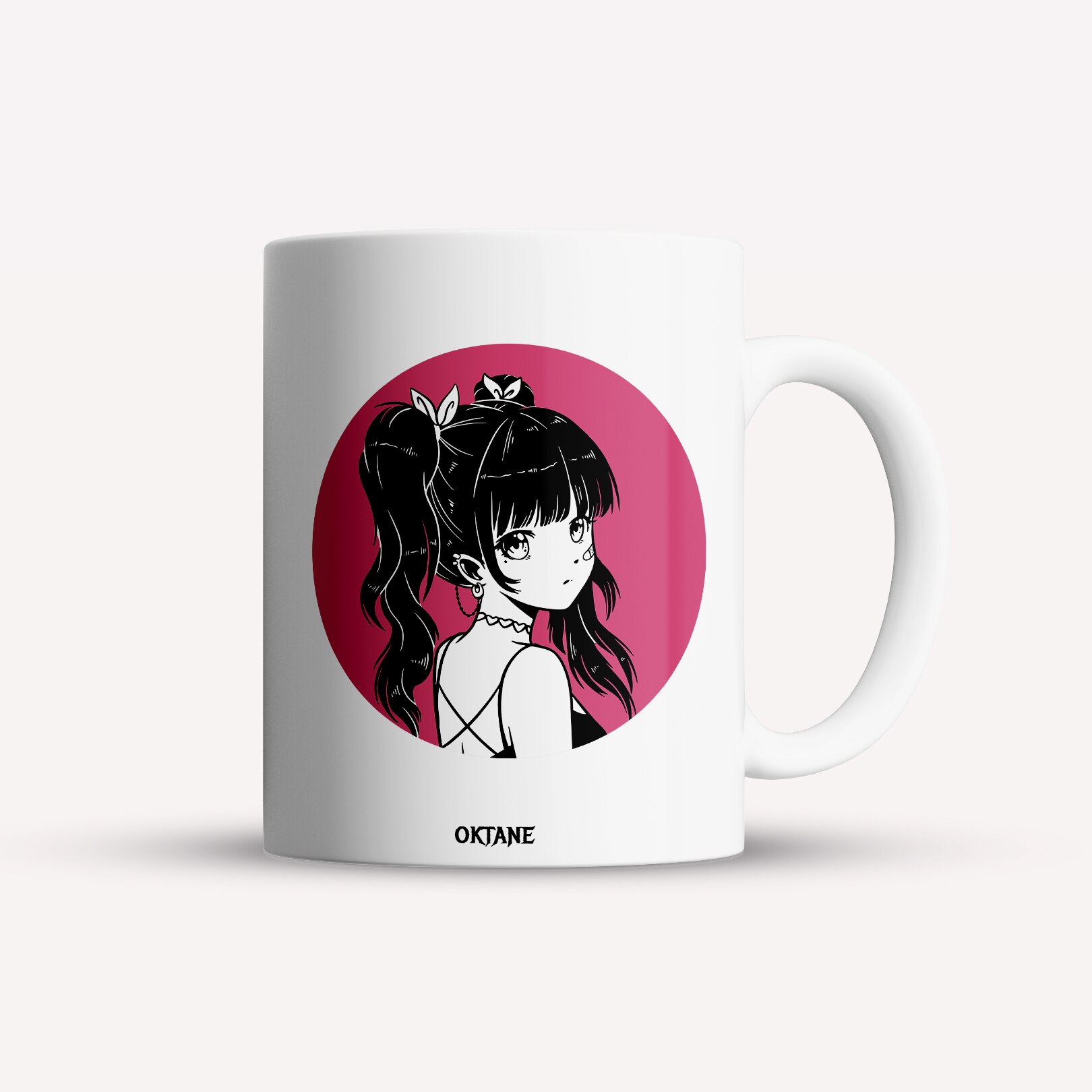 Cana personalizata, cafea/ceai, Anime girl, Oktane, 330 ml, alba