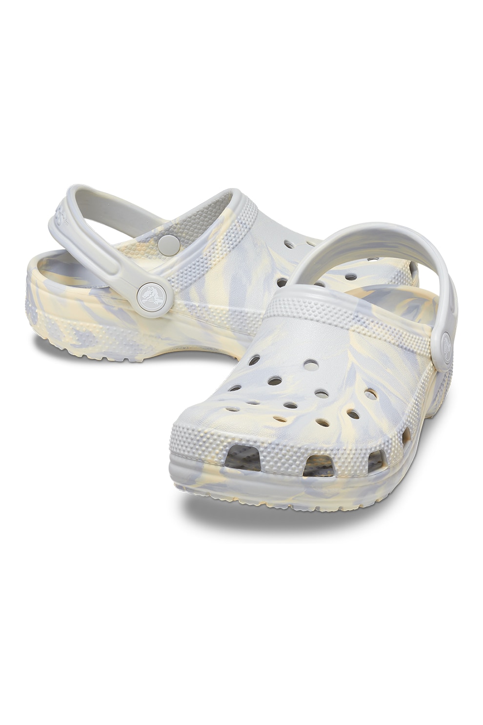 Crocs, Saboti slingback cu model abstract, Gri deschis, Galben, 27-28 ...