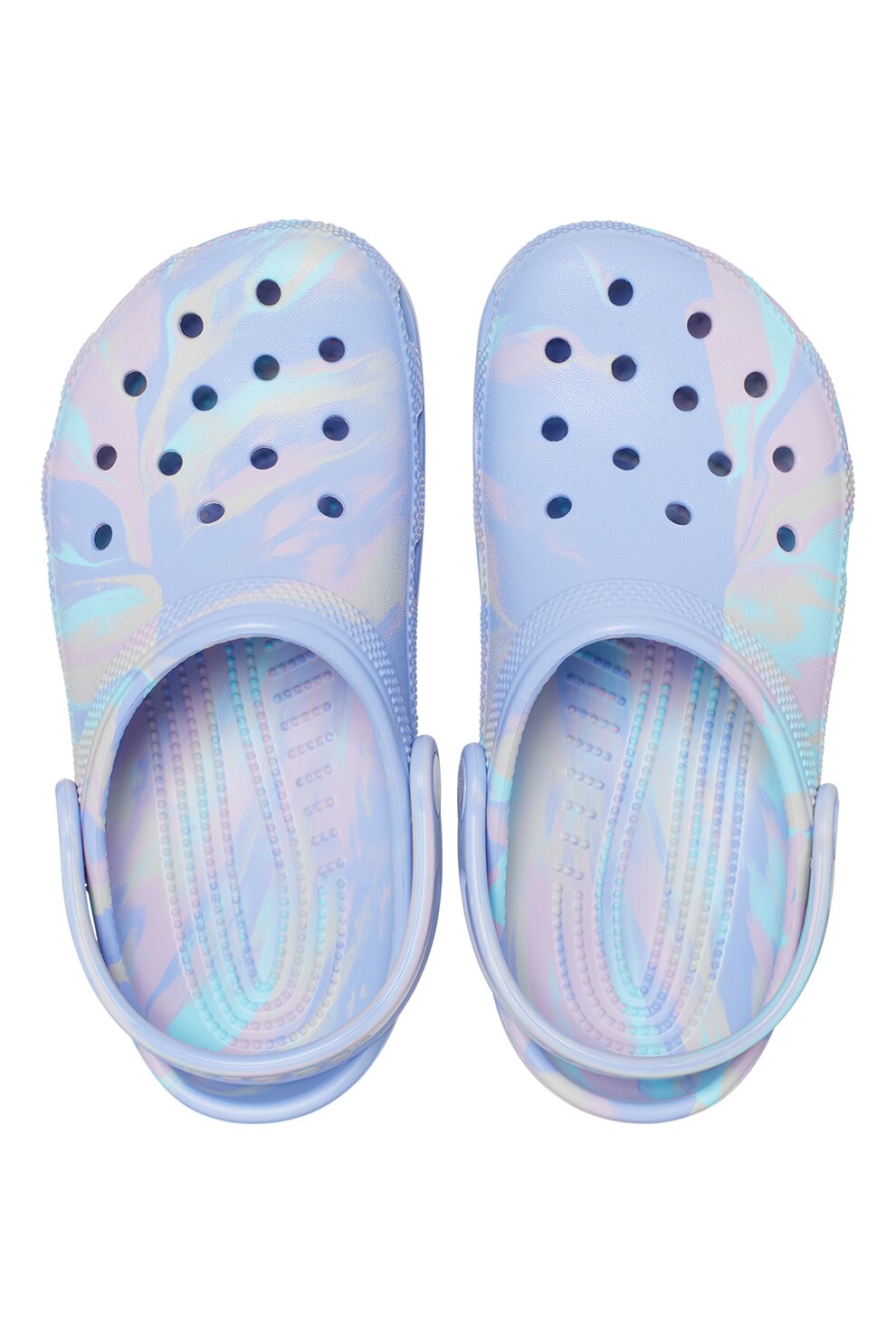 Crocs, Saboti slingback cu model abstract, Albastru lavanda, Bej, Lila ...