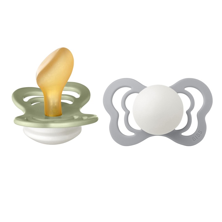 Set 2 suzete Ortodontice Bibs Fosforescente Couture, Sage Night & Cloud Night, Latex, 6+ luni