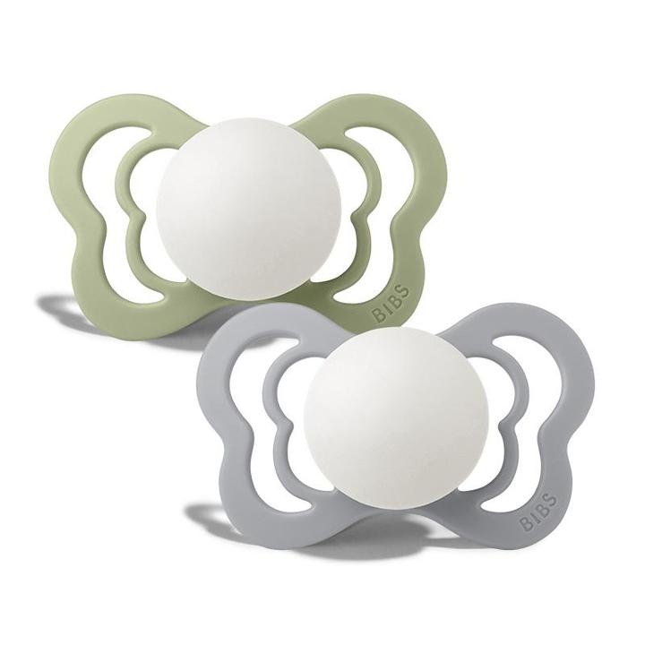 Set 2 suzete Ortodontice Bibs Fosforescente Couture - Sage Night & Cloud Night, Latex, 0-6 luni