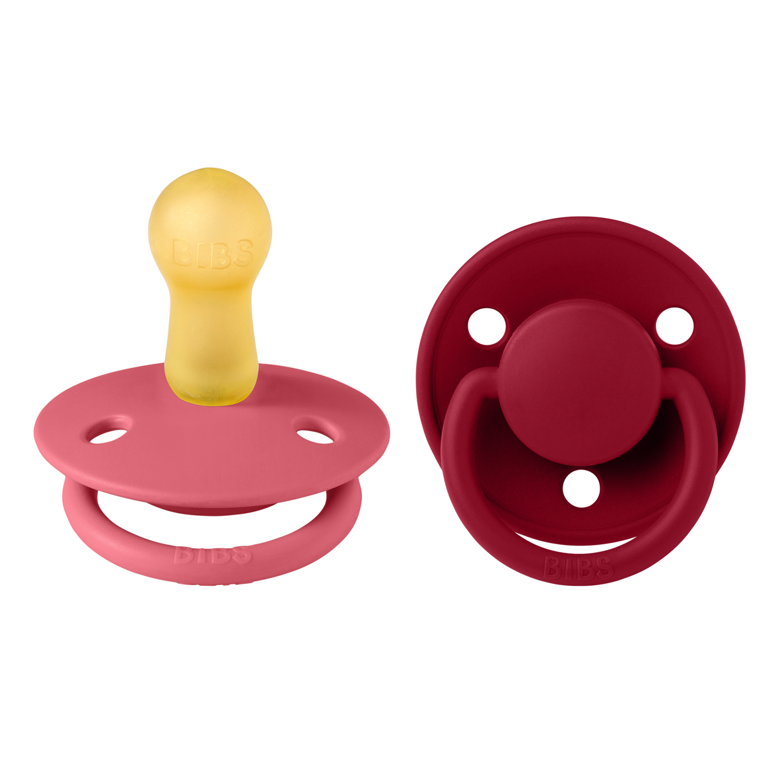 Set 2 suzete Bibs De Lux, Coral, Ruby, latex, 618 luni eMAG.ro