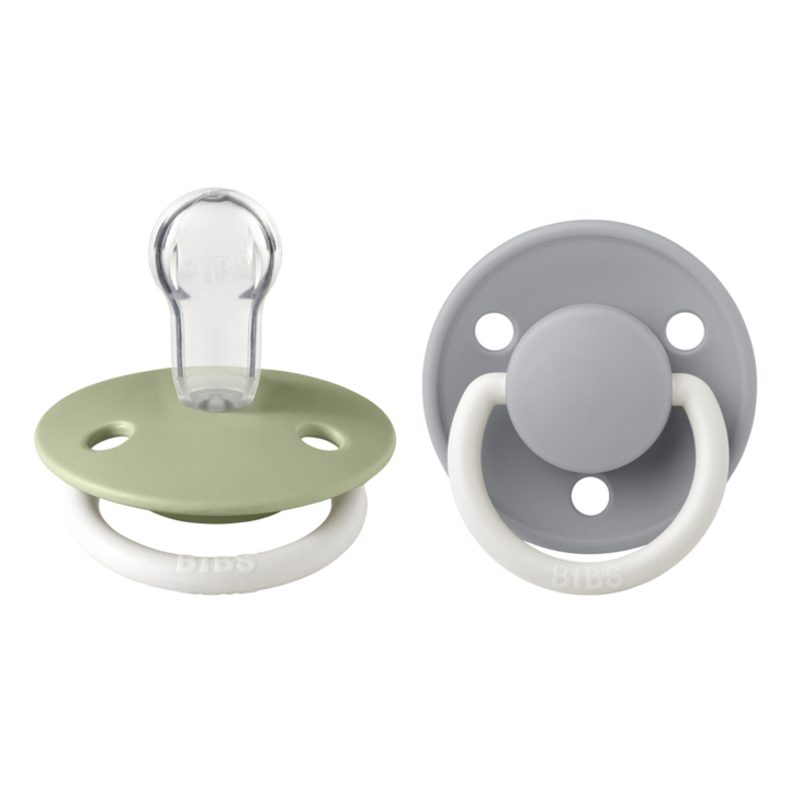 Set 2 suzete Bibs Fosforescente De Lux- Sage Night / Cloud Night, Silicon, 0-3 ani