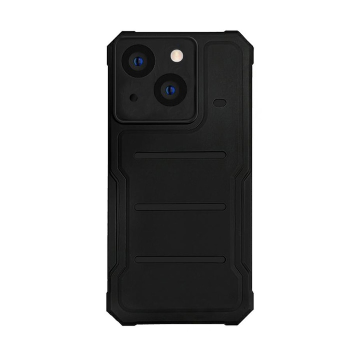 Калъф Soft Armor G-Tech, съвместим с Apple iPhone 14, защита на камерата, силикон, вътрешност от микрофибър, черен