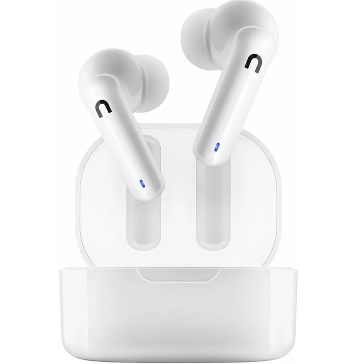 Casti audio in-ear Niceboy HIVE Pins ANC 3, True Wireless, Bluetooth 5.3, Active Noise Cancelling, Microfon, asistent vocal, mod Gaming, mod Ambient, aplicatie mobila, control tactil, IPX4, incarcare rapida, autonomie de pana la 40 ore, Alb