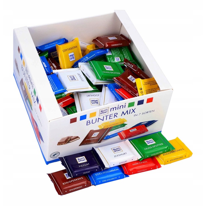 Cutie ciocolata mini, Ritter Sport, 7 sortimente, 1.4 kg