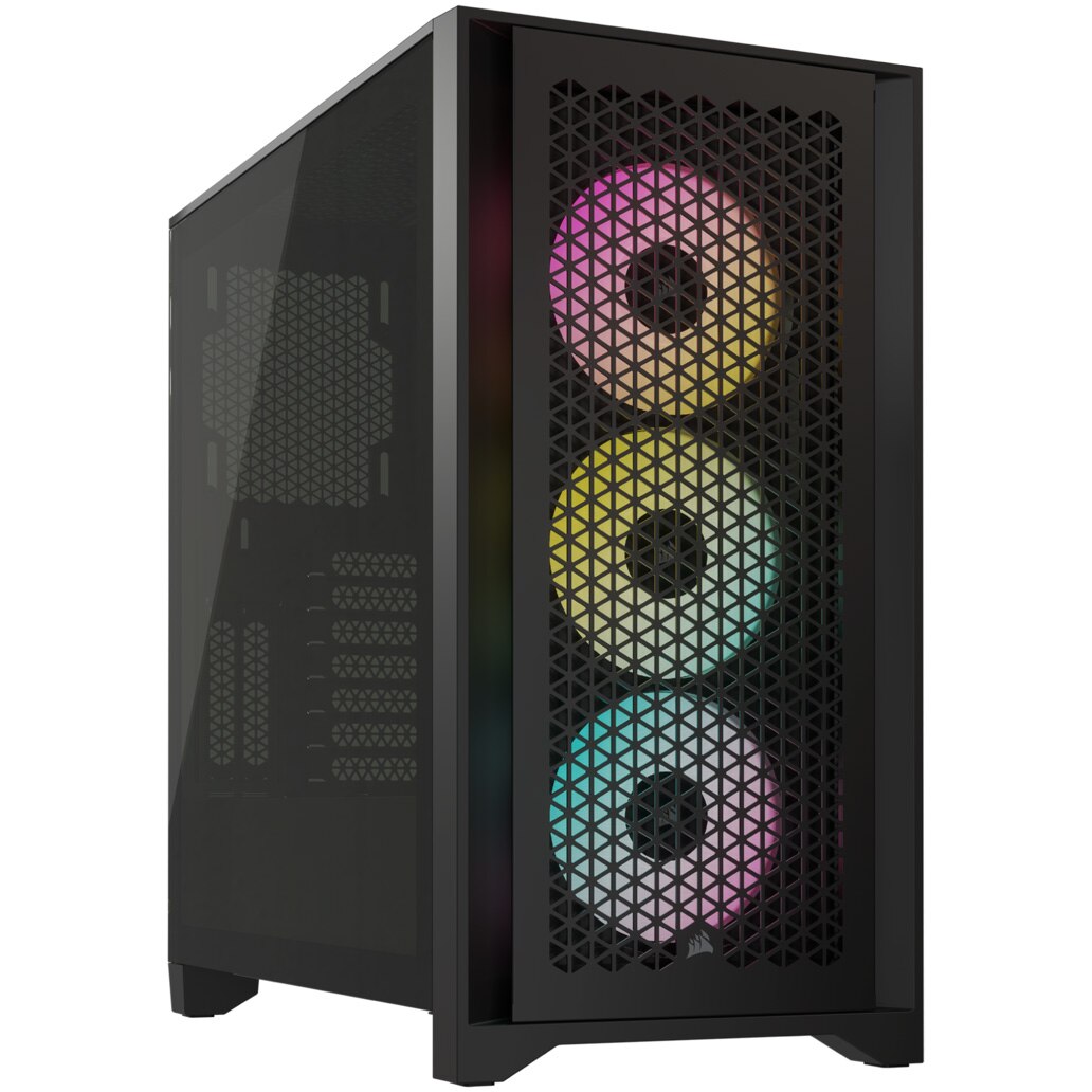 Carcasa Corsair iCUE 4000D RGB Airflow, Mid-Tower, fara sursa, ATX, Negru
