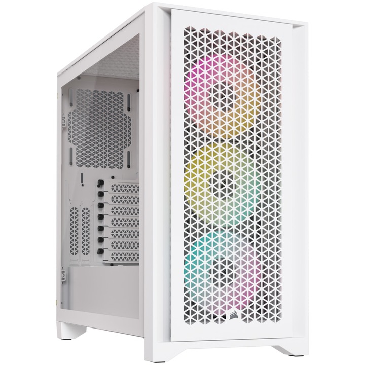 Компютърна кутия Corsair iCUE 4000D RGB Airflow, Mid-Tower, Без захранващ блок, ATX, True White