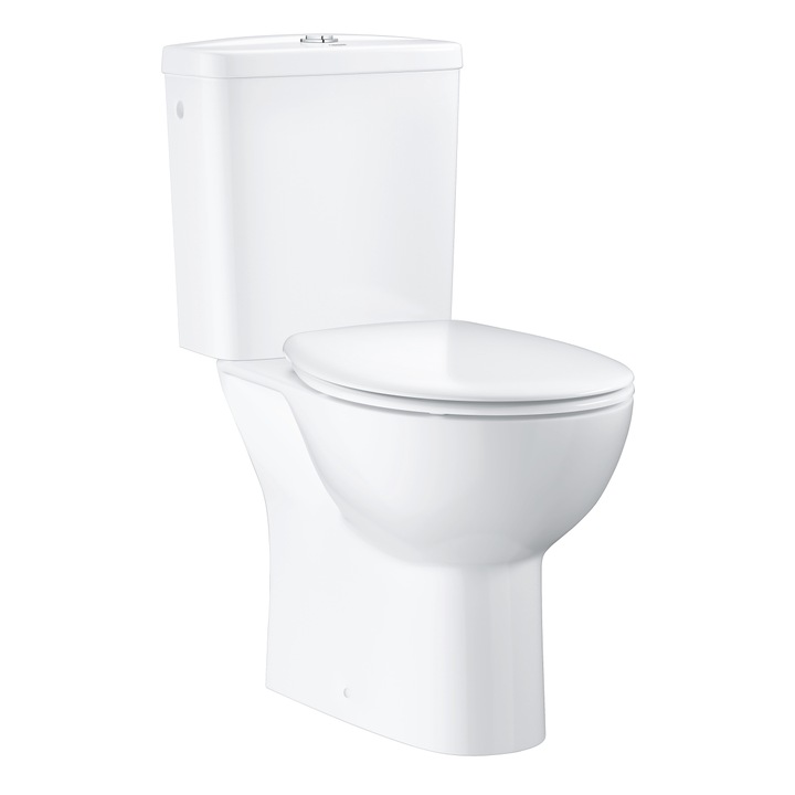 Grohe 39347000 Bau Ceramic Monoblokkos WC szett, hátsó kifolyású, mély öblítéses, félig zárt perem, fedéllel, alpin fehér