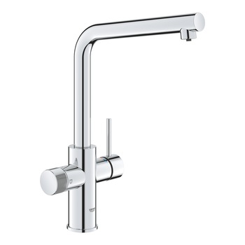 Baterie chiuveta Grohe Blue Pure Minta, monocomanda, design L, functie de filtru, gura reversibila, crom