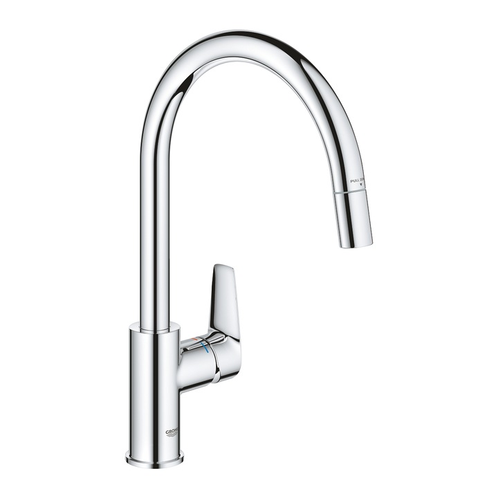 Смесител за кухня Grohe StartEdge 30550000, 3/8'', висок, тип C, изтеглящ се душ, хром