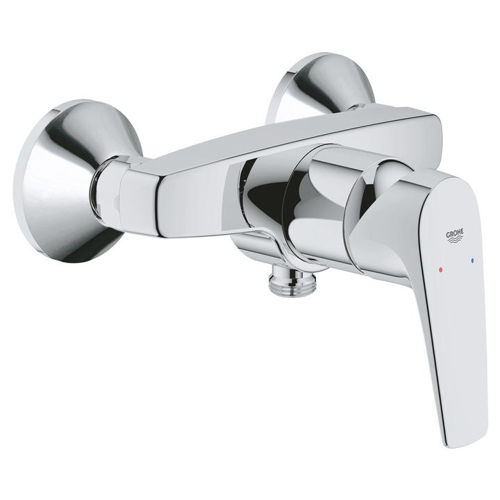 Baterie de dus monocomanda, Grohe, Start Flow, montata pe perete, insertie ceramica de 46 mm, Crom