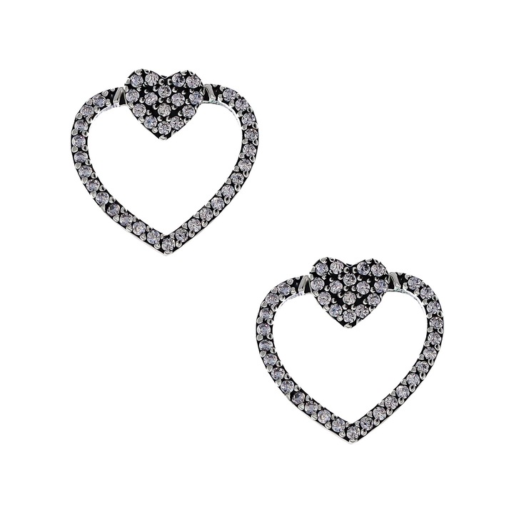 Cercei Argint Inimioare cu Zirconii