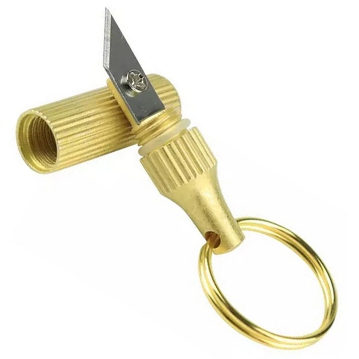 Ключодържател Gonga, с мини нож, златист