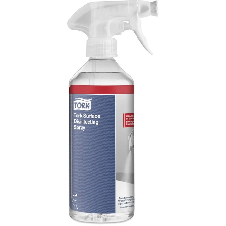 Tork felületfertőtlenítő spray, kétfunkciós szórófejjel, 500 ml, illatmentes